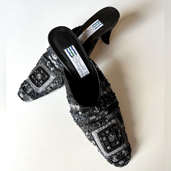 Arnold Churgin Shoes - Vintage Arnold Churgin Silk Beaded Mule Size 4 1/2 (fits like size 5)